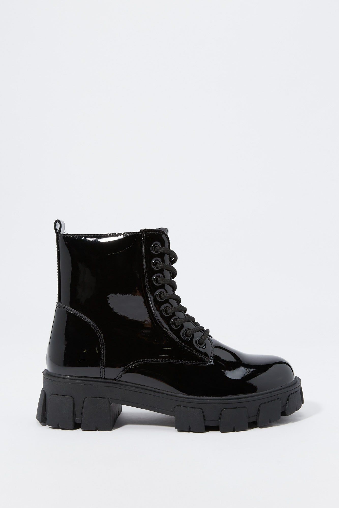 Black Faux Leather Lace Up Boot sold by Urban Planet product image thumbnail 5