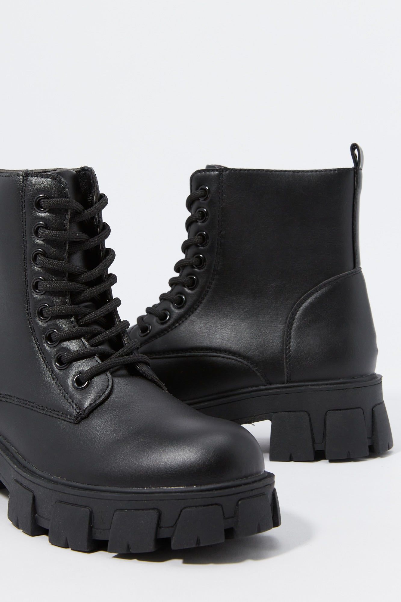 Black Faux Leather Lace Up Boot sold by Urban Planet product image thumbnail 4