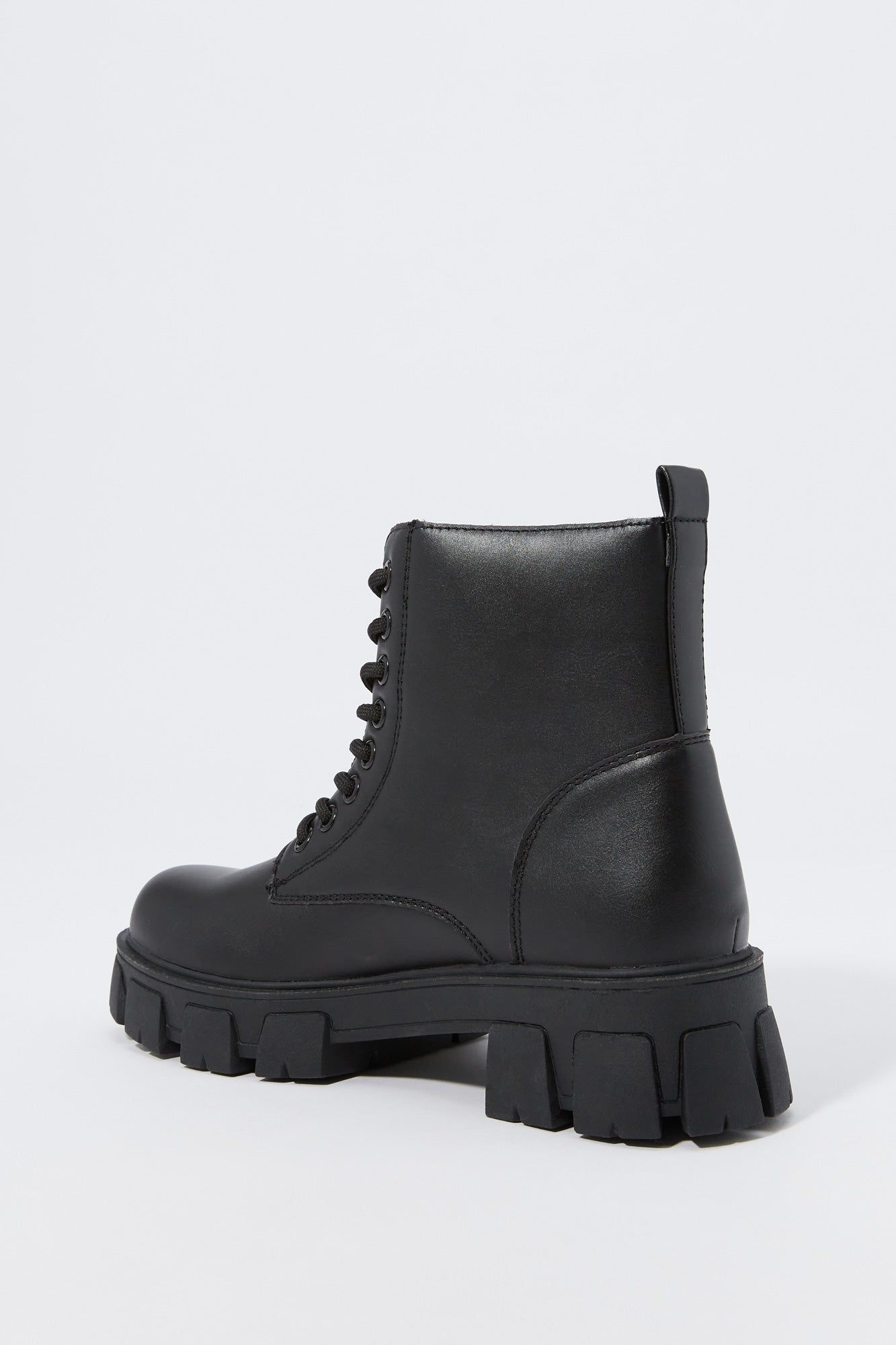 Black Faux Leather Lace Up Boot sold by Urban Planet product image thumbnail 3