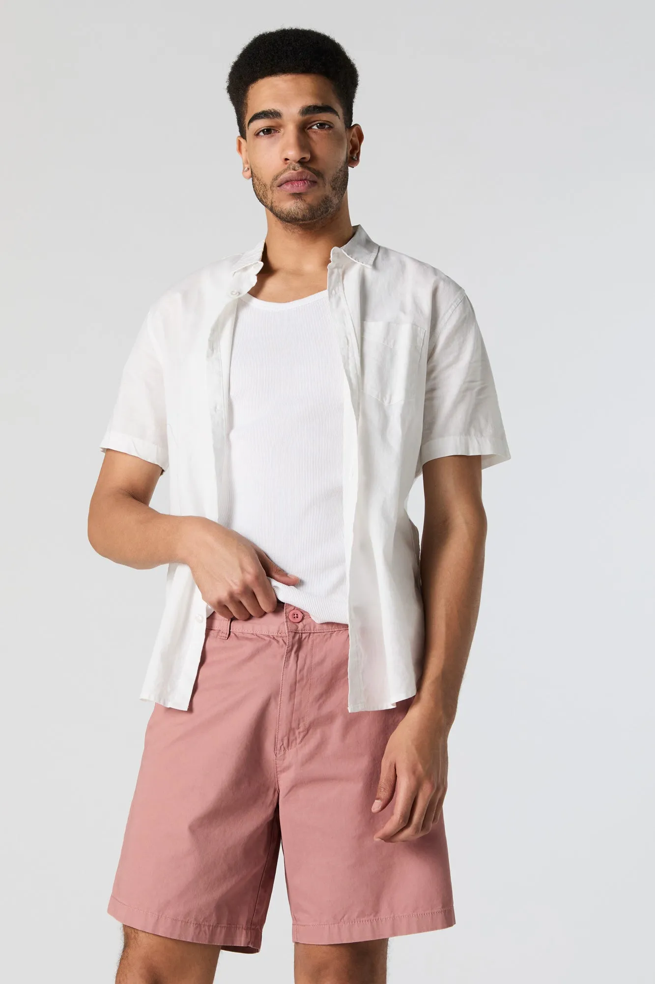 Solid Button-Up Short sold by Urban Planet