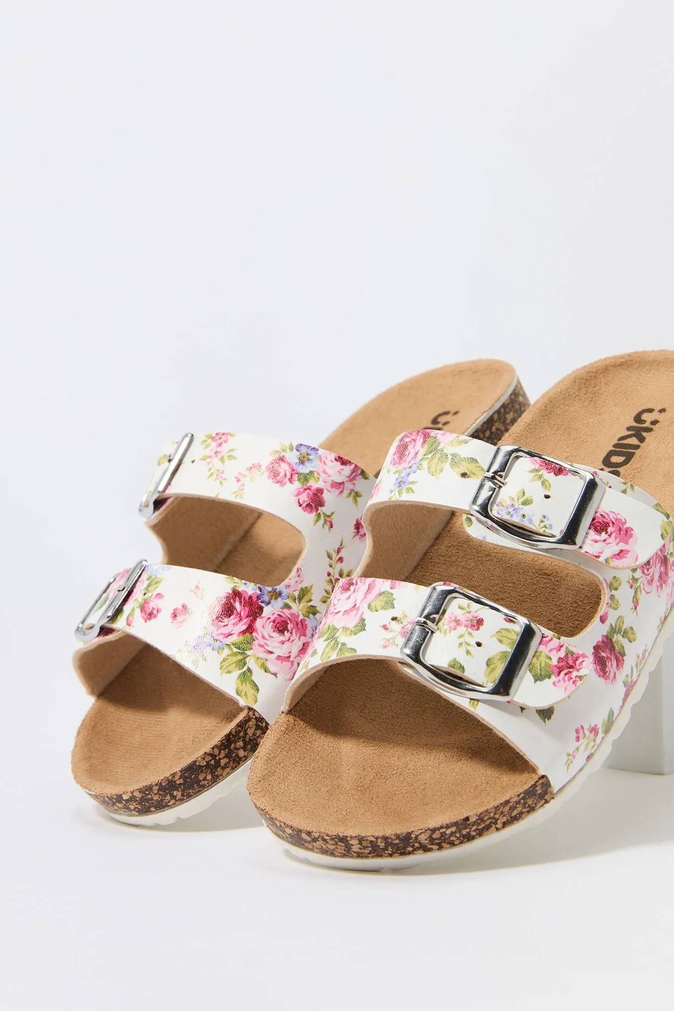 Girls Rose Print Buckled Cork Sandal sold by Urban Planet