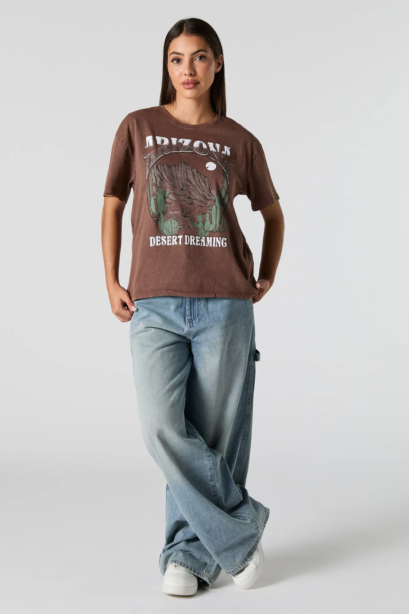 T-shirt de coupe garçonne délavé à imprimé Arizona sold by Urban Planet product image thumbnail 2