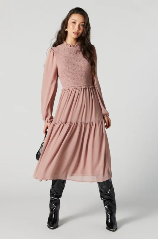Chiffon Long Sleeve Midi Dress sold by Urban Planet