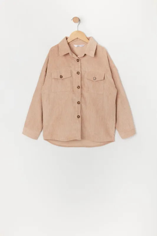 Girls Corduroy Oversized Button-Up Top sold by Urban Planet