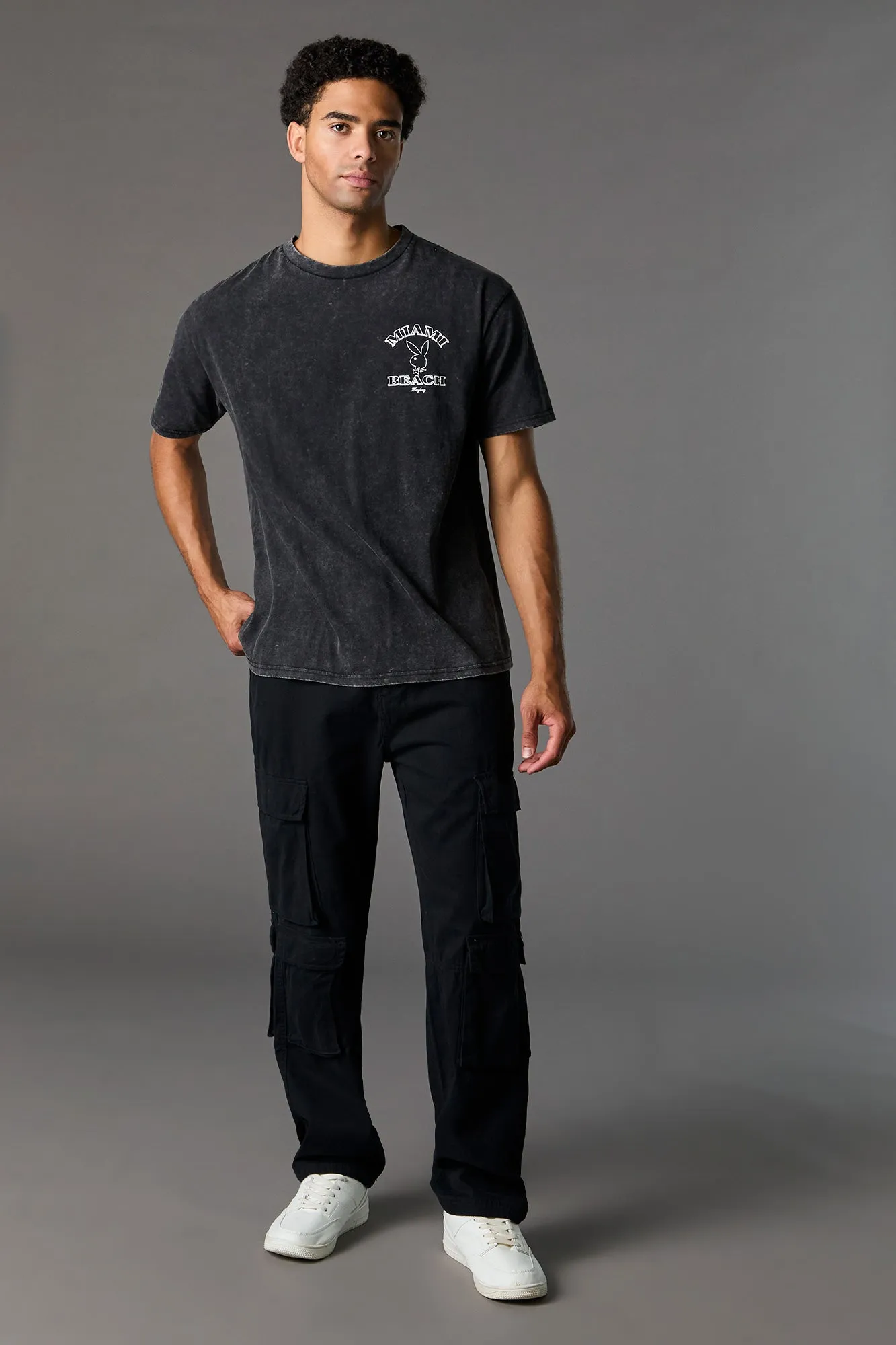 T-shirt délavé à imprimé Playboy Miami Beach sold by Urban Planet product image thumbnail 3