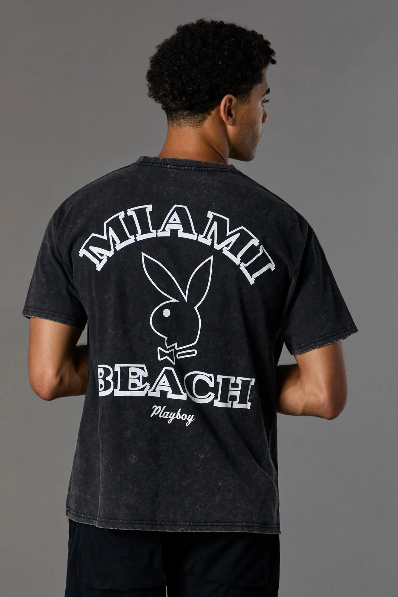 T-shirt délavé à imprimé Playboy Miami Beach sold by Urban Planet