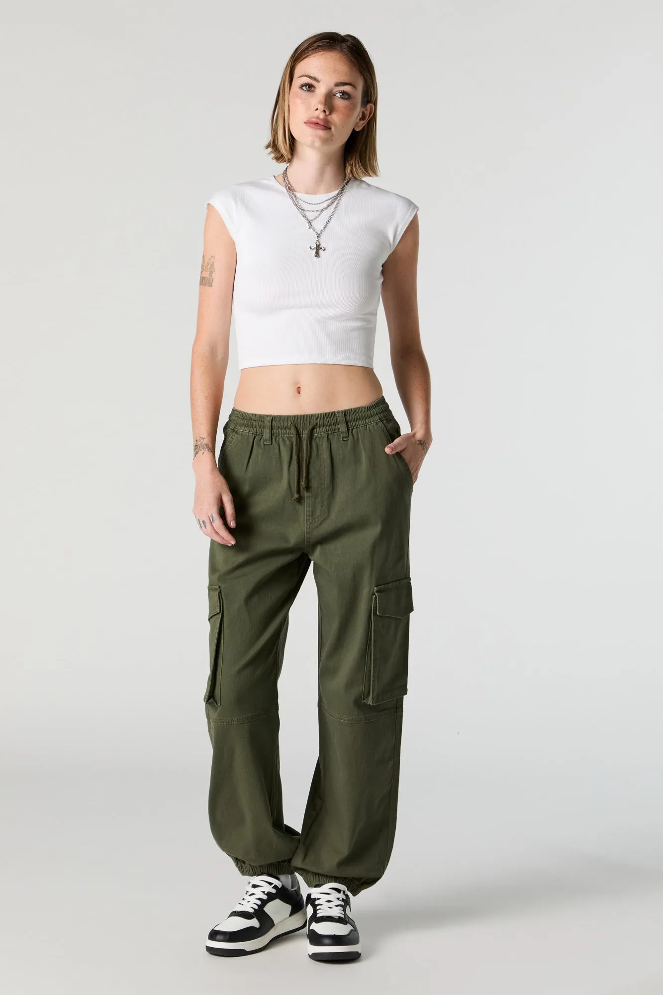 Drawstring Knee Seam Cargo Jogger sold by Urban Planet