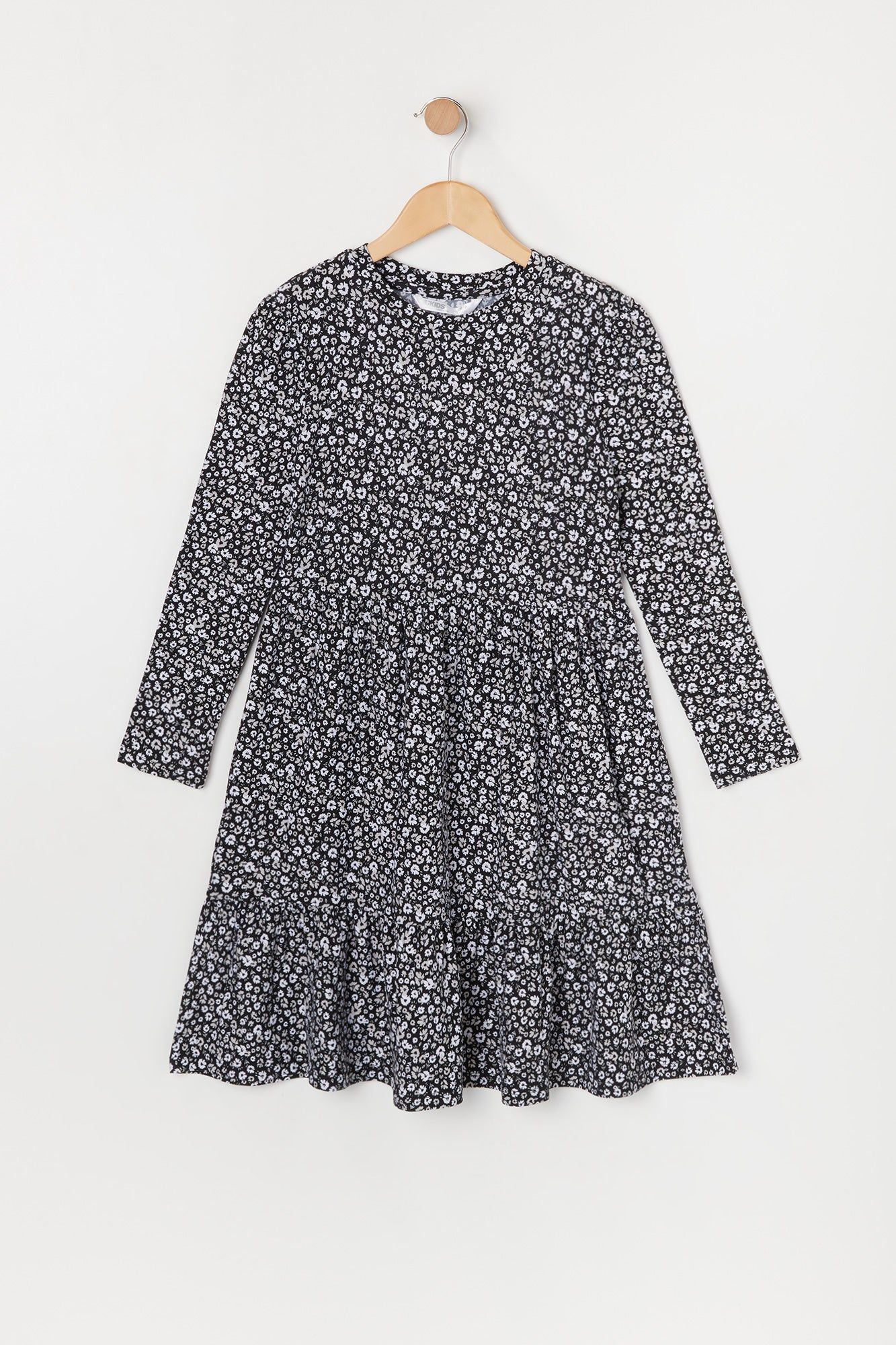 Girls Floral Tiered Long Sleeve Dress sold by Urban Planet product image thumbnail 3