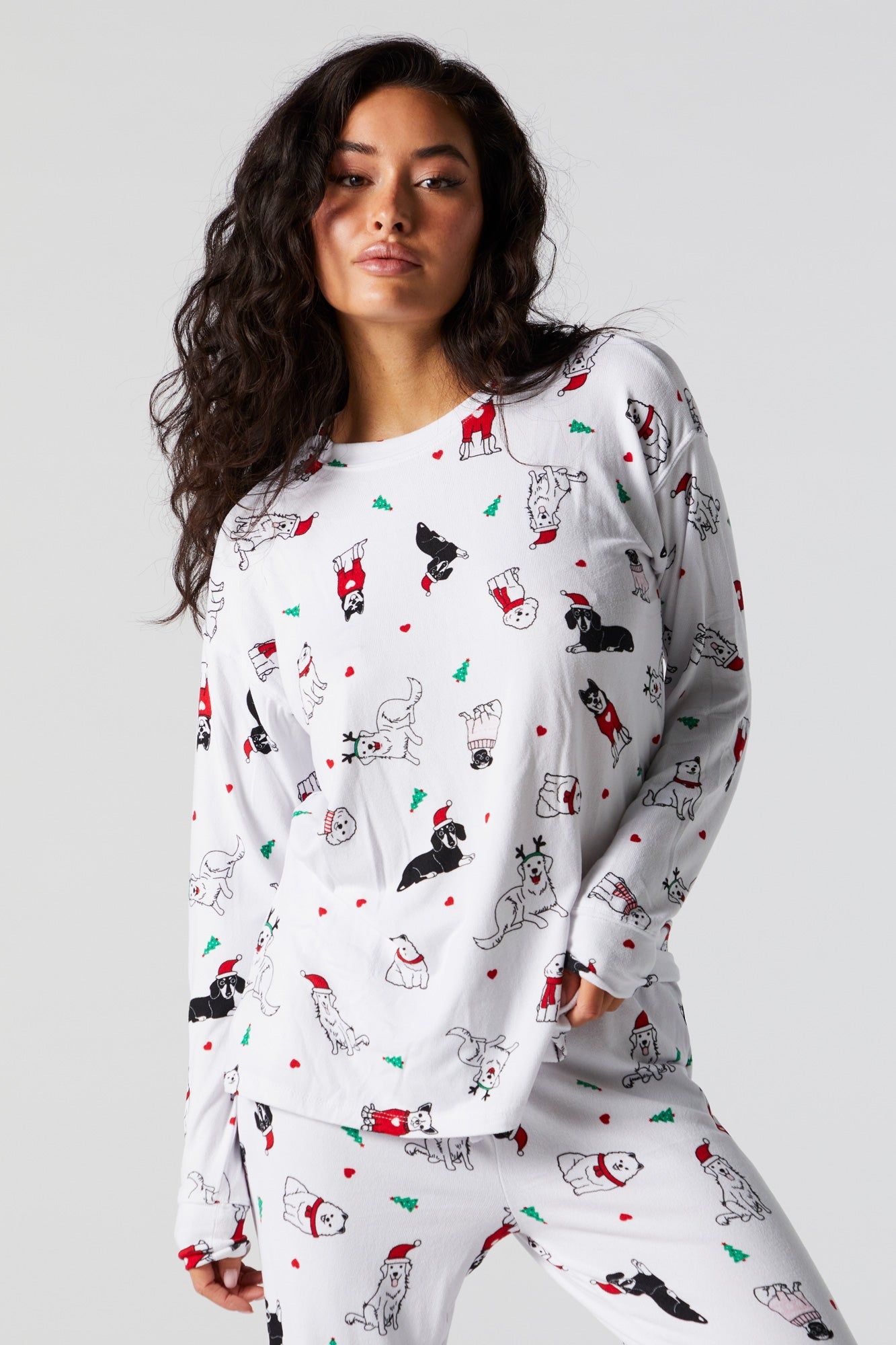 Dog Print 2 Piece Holiday Pajama Set sold by Urban Planet product image thumbnail 5