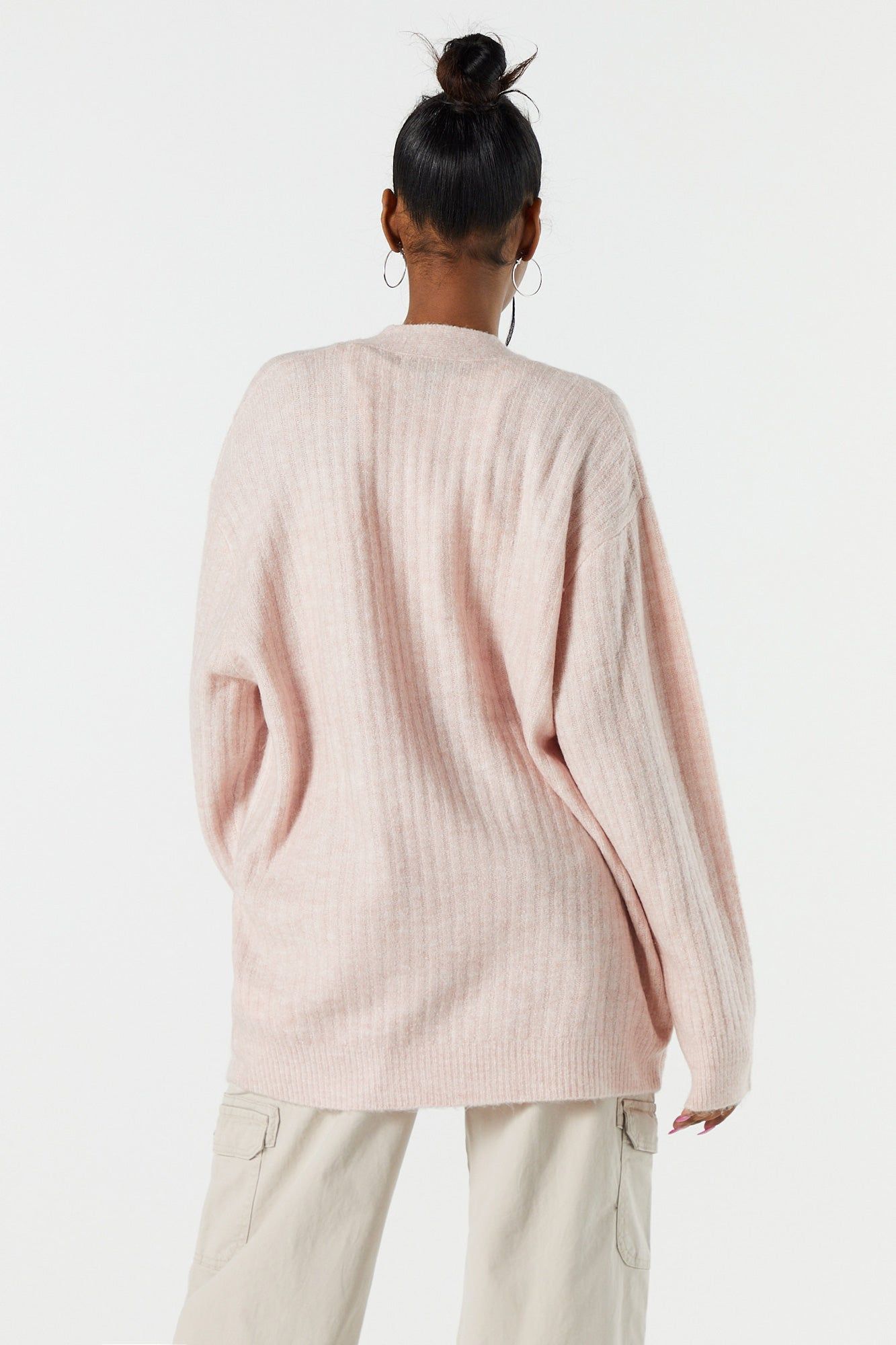 Mossy Ribbed Knit Open Cardigan sold by Urban Planet product image thumbnail 2