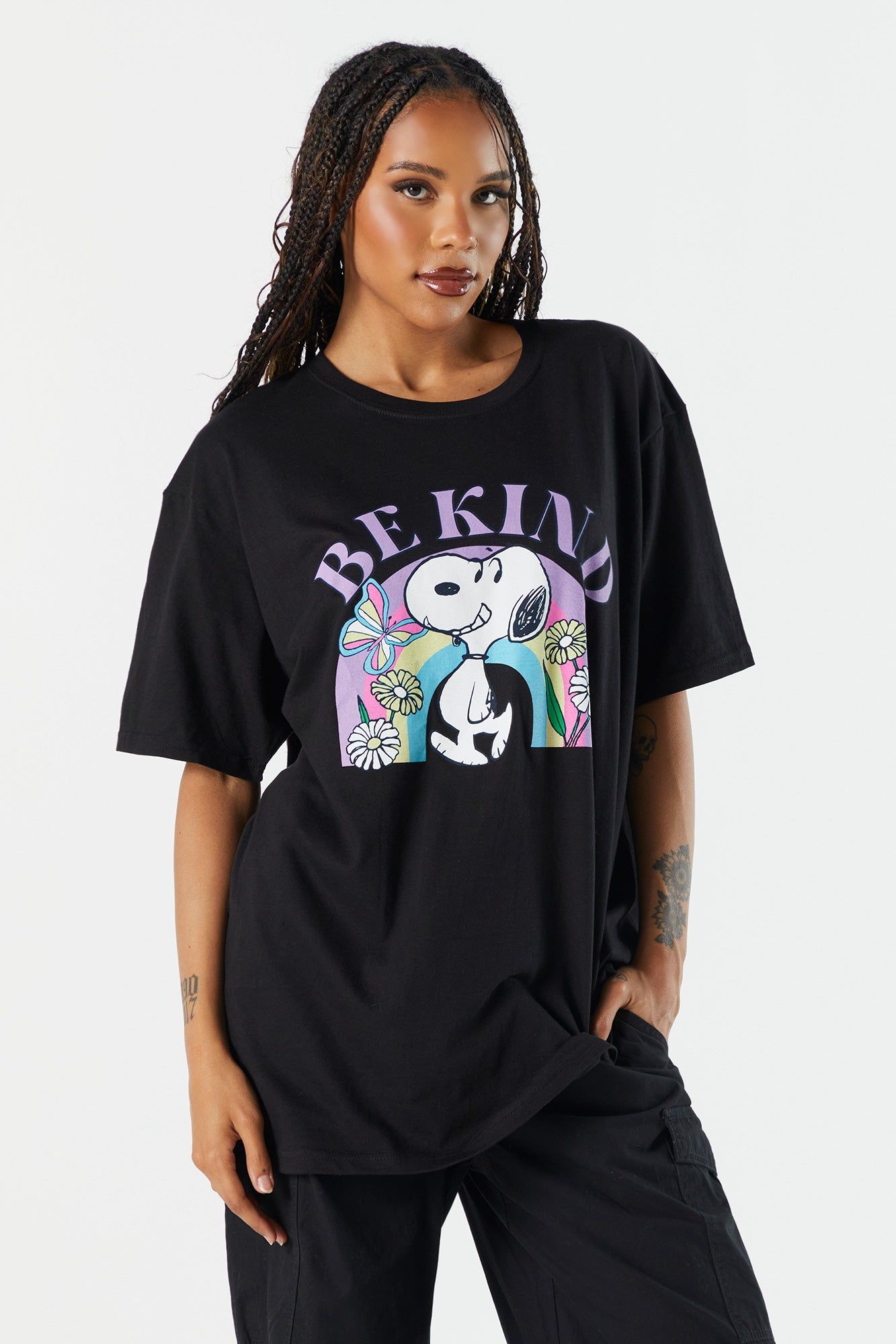 Be Kind Snoopy Graphic Boyfriend T-Shirt sold by Urban Planet