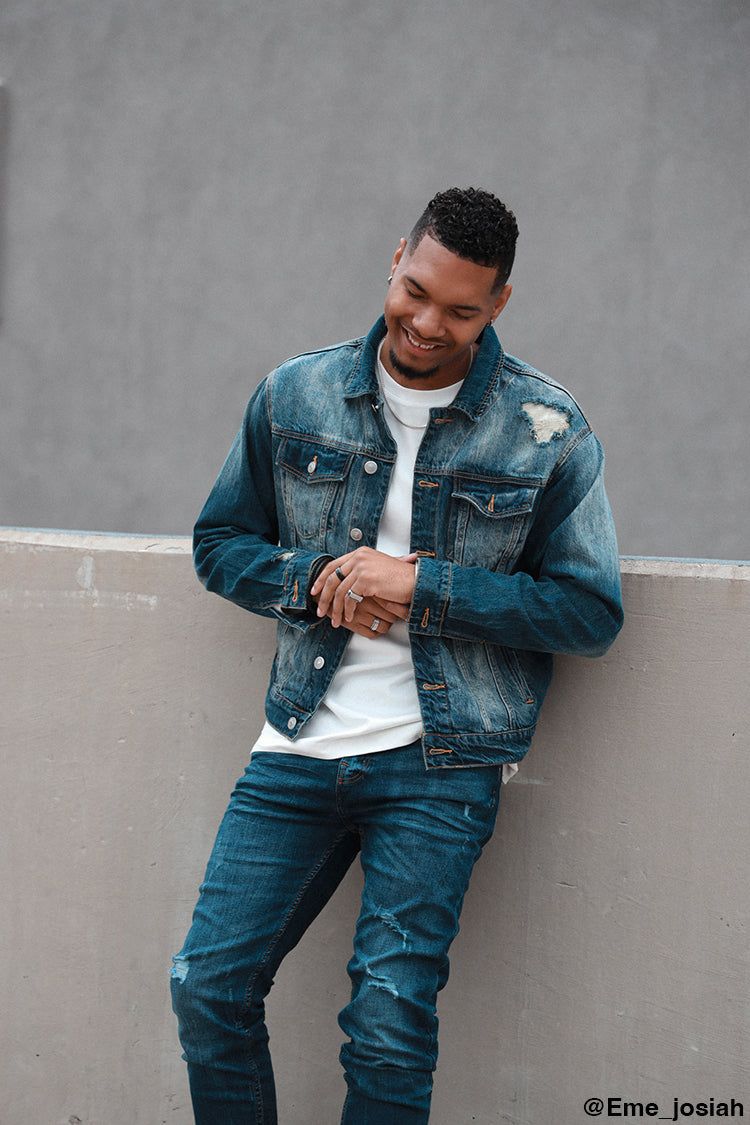 Blouson de style camionneur d'aspect usé délavé à la pierre sold by Urban Planet