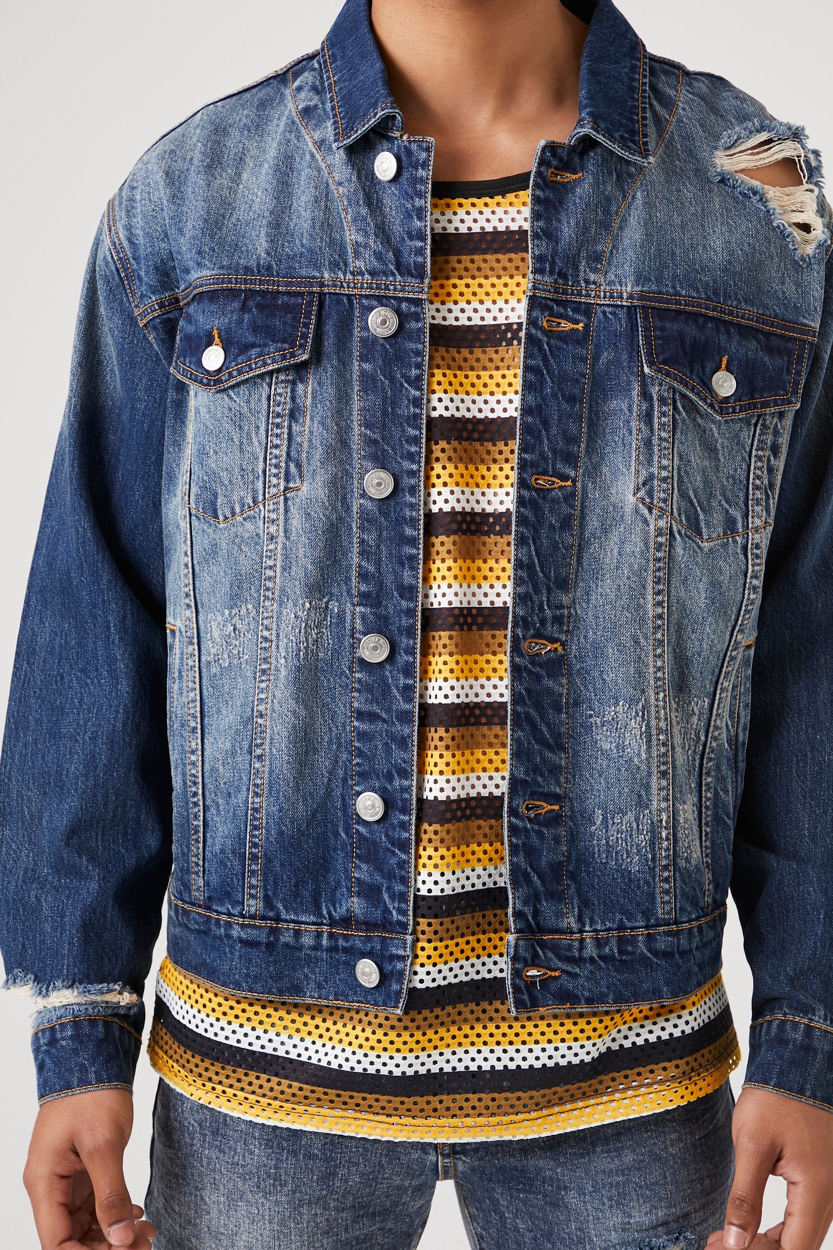 Blouson de style camionneur d'aspect usé délavé à la pierre sold by Urban Planet product image thumbnail 5