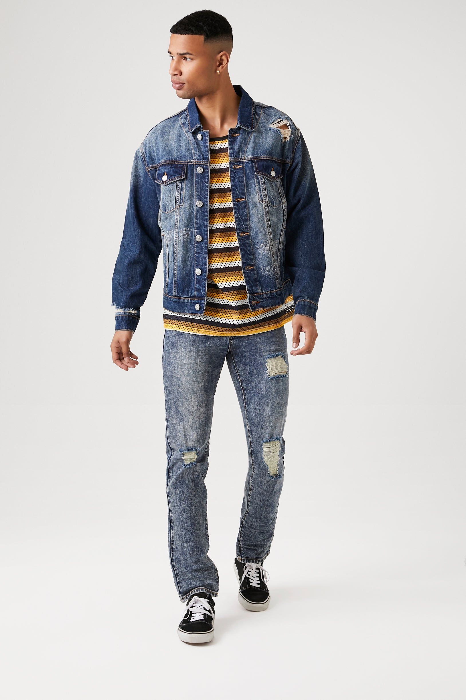 Blouson de style camionneur d'aspect usé délavé à la pierre sold by Urban Planet product image thumbnail 4