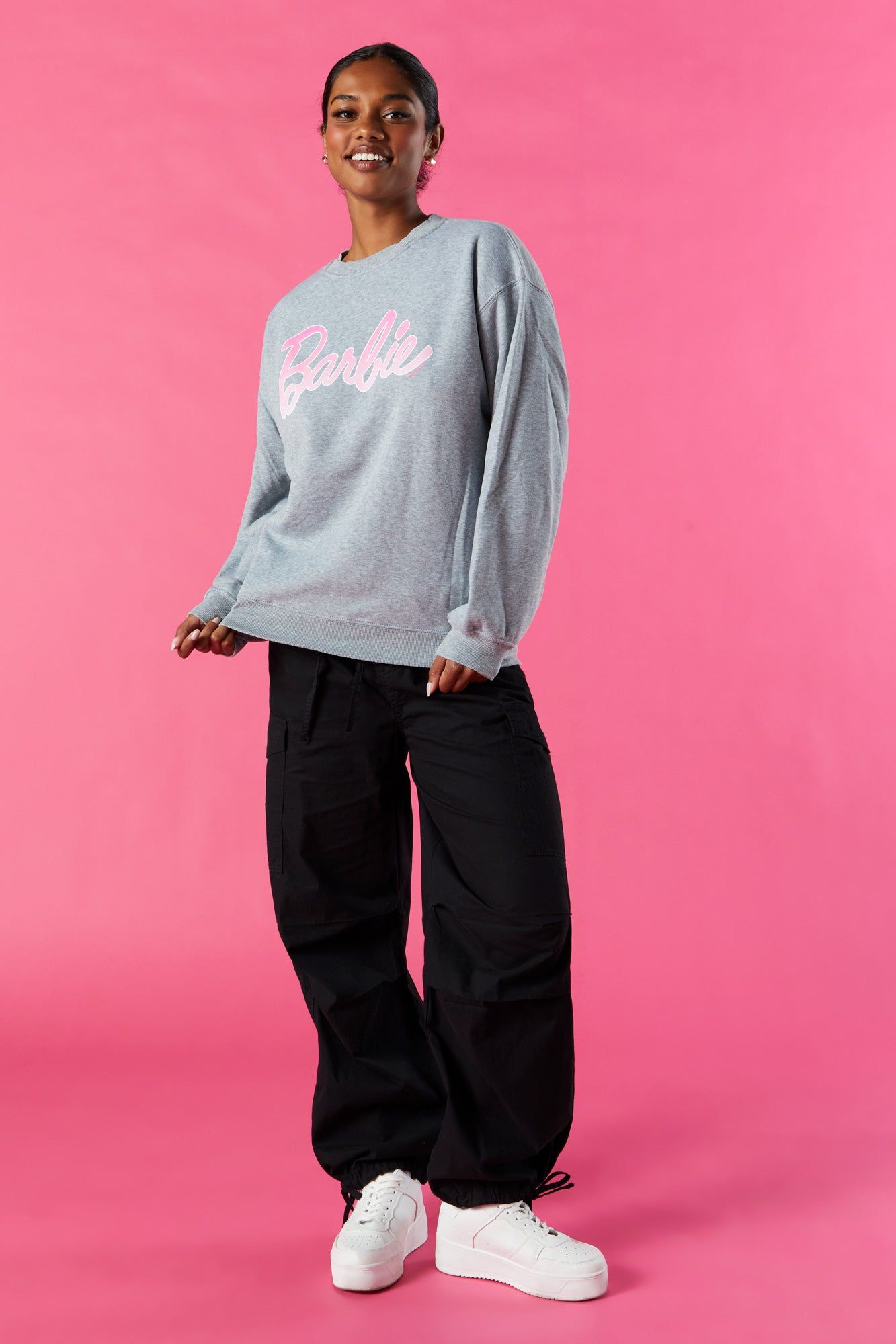 Barbie™ Grey Graphic Fleece Sweatshirt sold by Urban Planet product image thumbnail 3