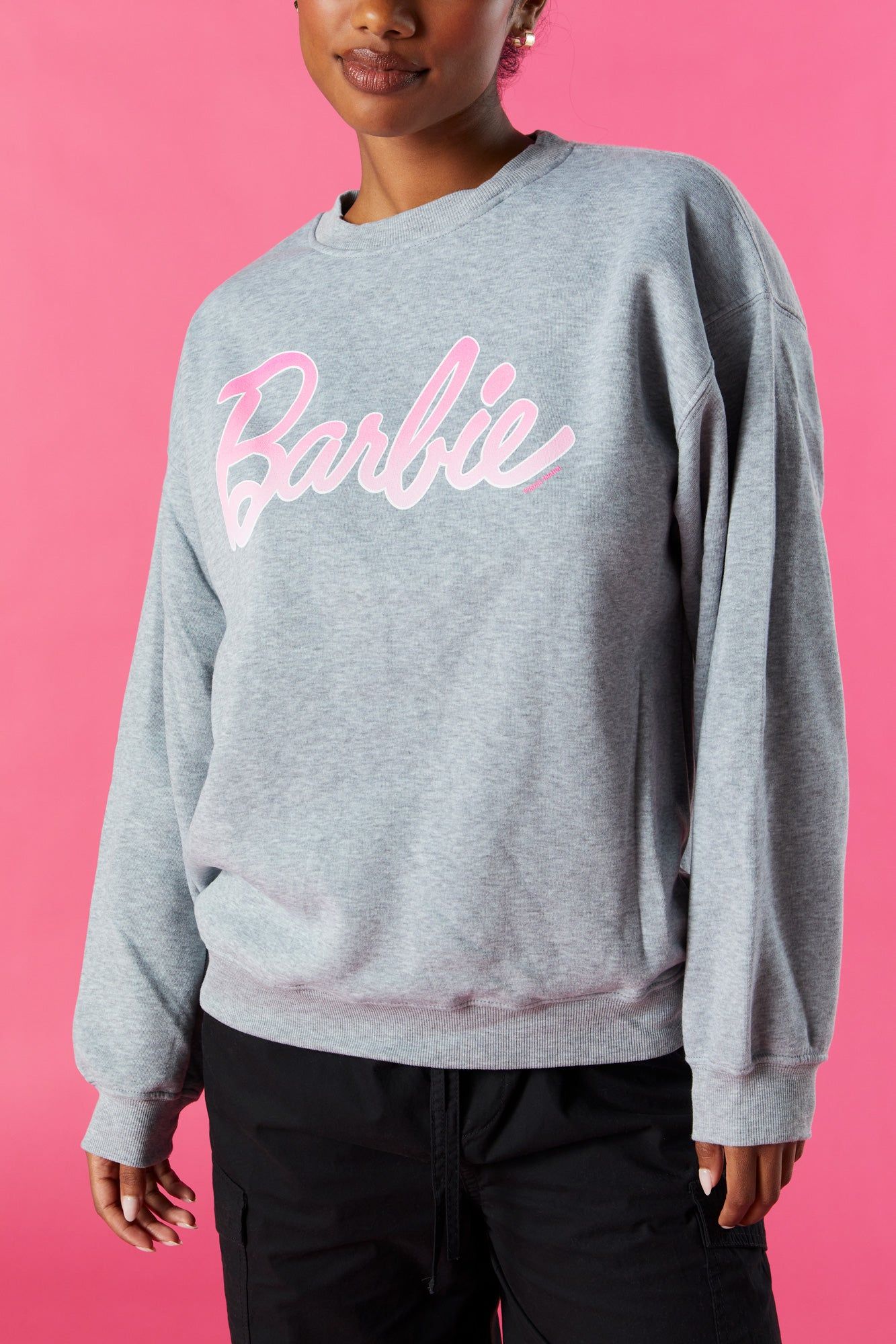 Barbie™ Grey Graphic Fleece Sweatshirt sold by Urban Planet product image thumbnail 4