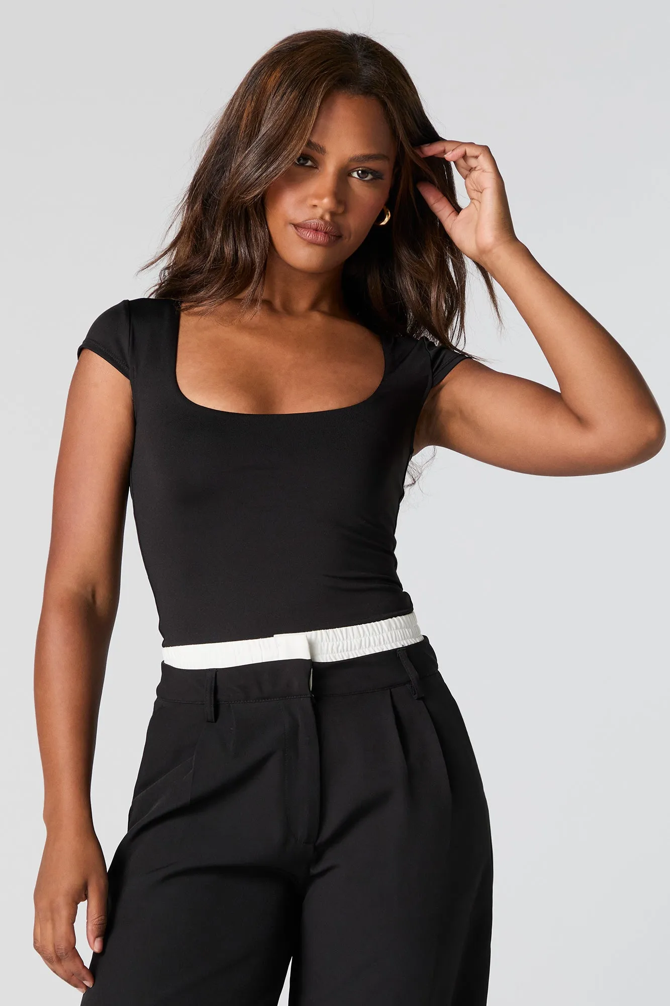 Contour Scoop Neck Cap Sleeve Bodysuit sold by Urban Planet product image thumbnail 5