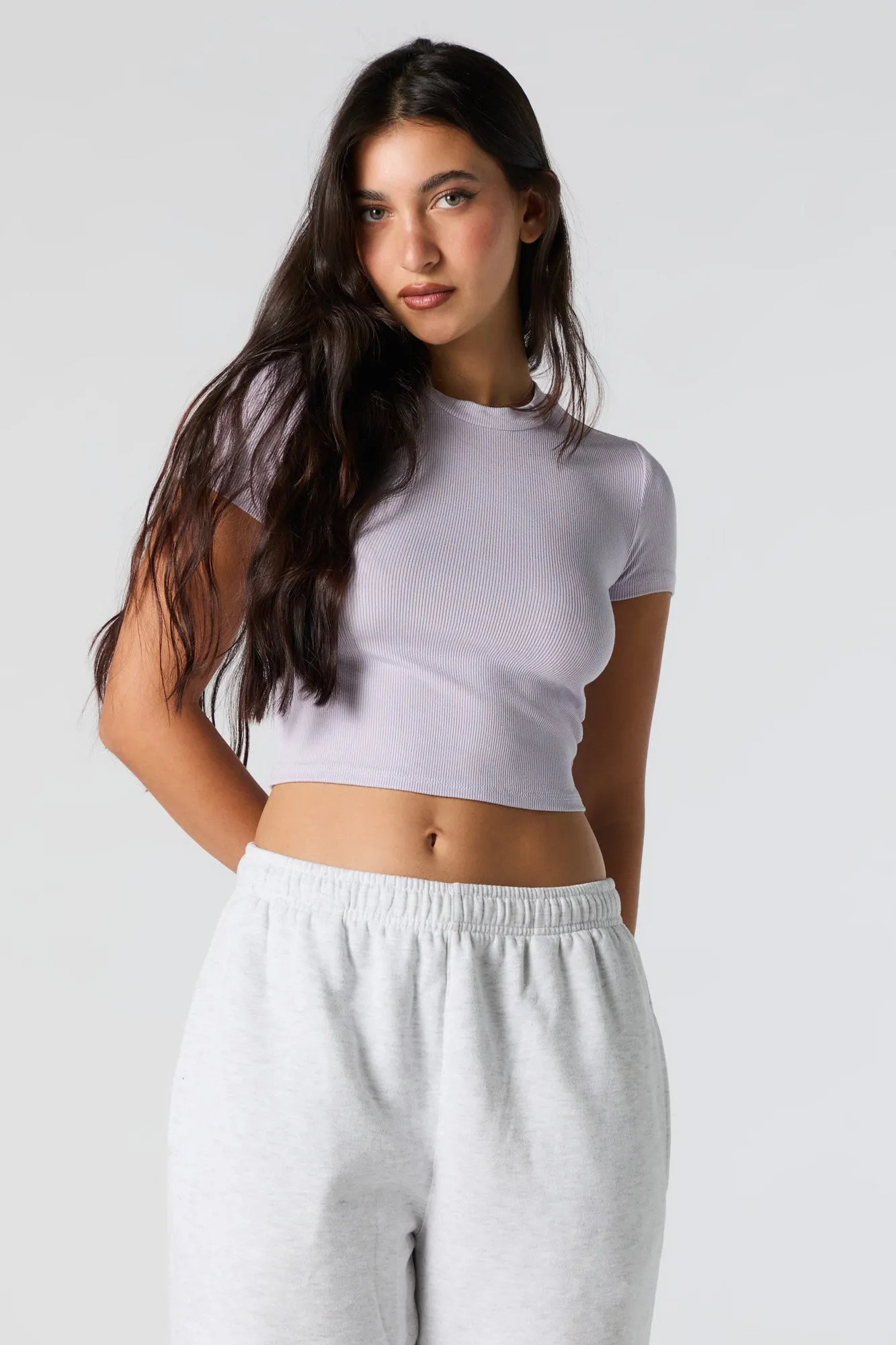 T-shirt ras du cou ultracourt côtelé sold by Urban Planet