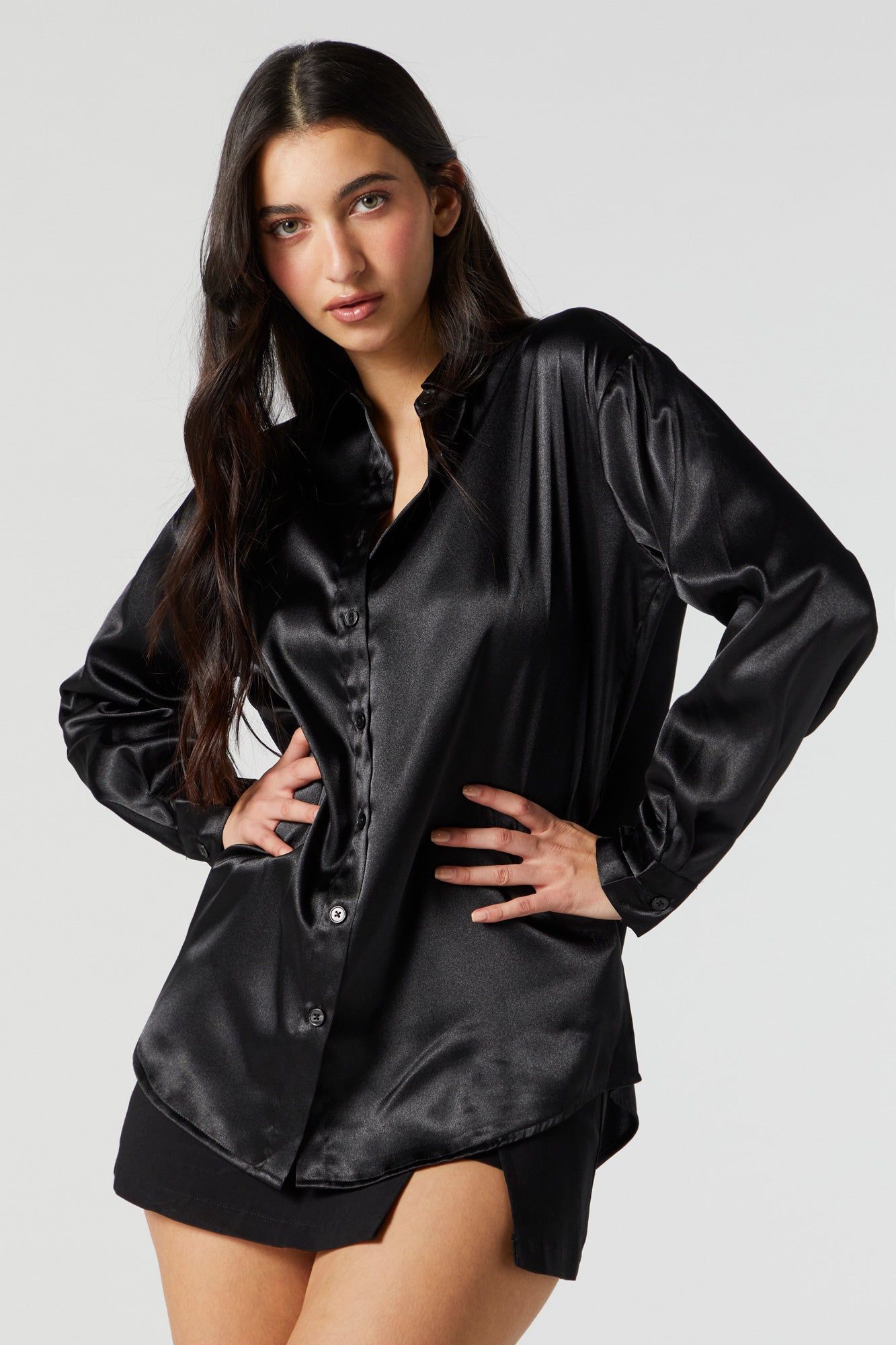 Satin Button-Up Top sold by Urban Planet