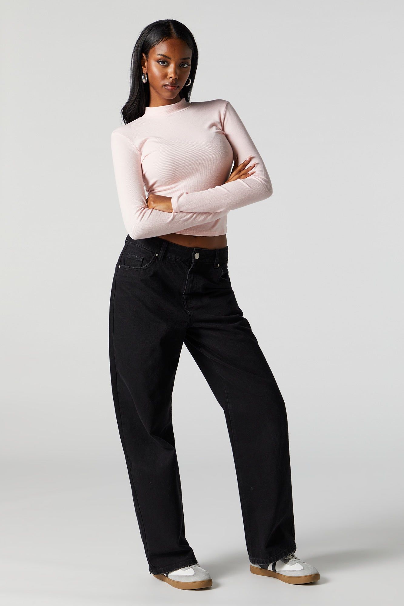 Haut côtelé à manches longues avec col cheminée sold by Urban Planet product image thumbnail 3