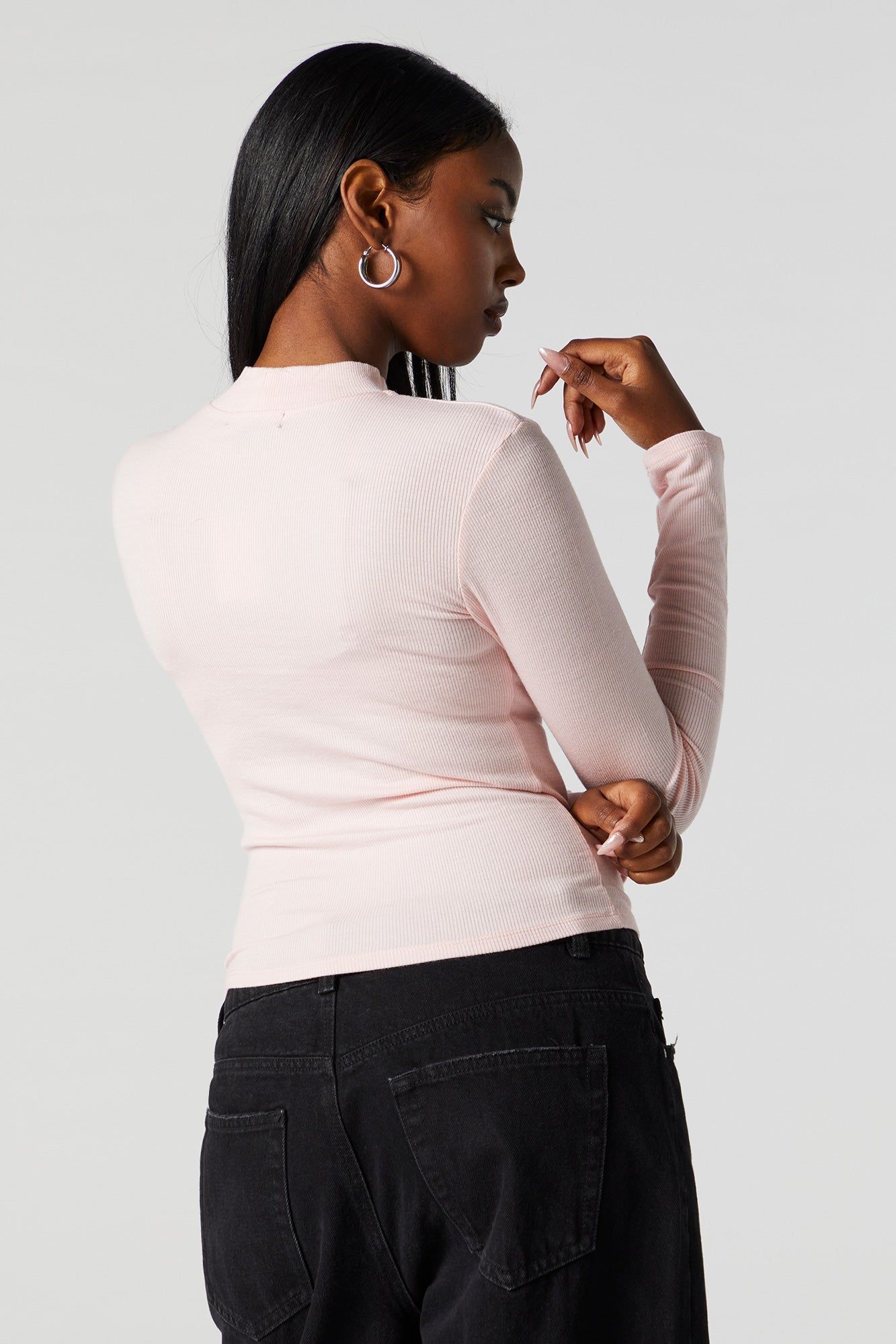 Haut côtelé à manches longues avec col cheminée sold by Urban Planet product image thumbnail 2