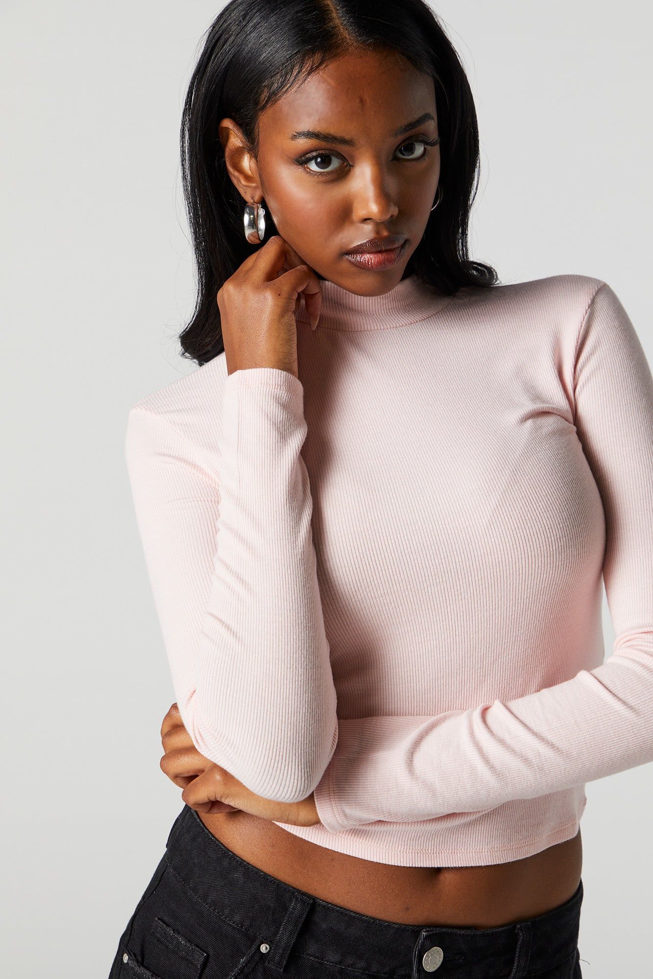 Haut côtelé à manches longues avec col cheminée sold by Urban Planet product image thumbnail 4