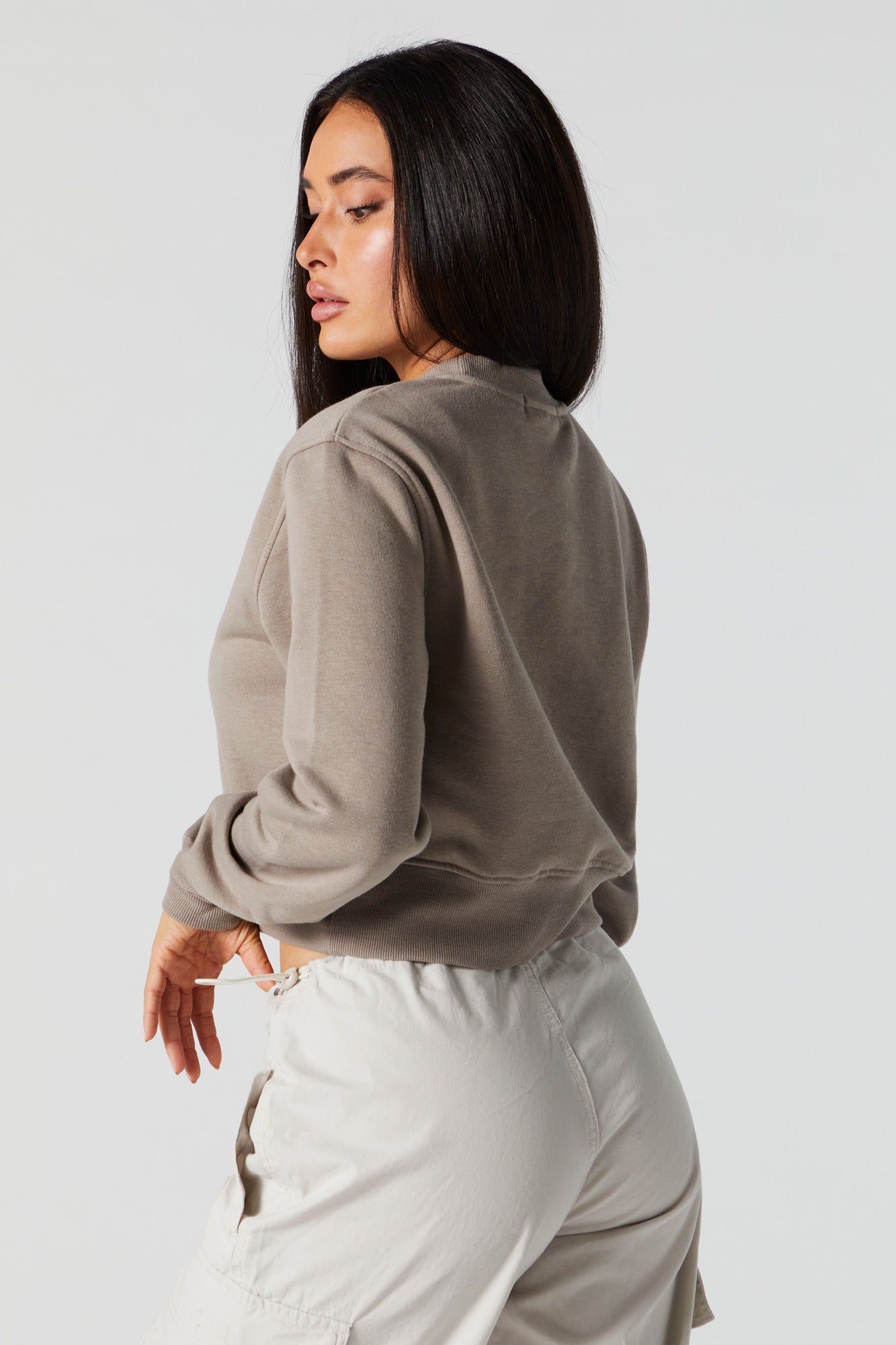 Fleece Cropped Sweatshirt sold by Urban Planet product image thumbnail 4