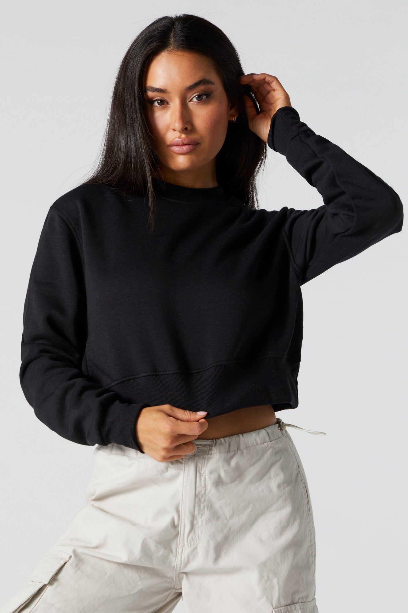 Fleece Cropped Sweatshirt sold by Urban Planet product image thumbnail 5