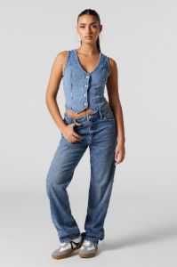 Light Wash High Rise Straight Leg Jean sold by Urban Planet
