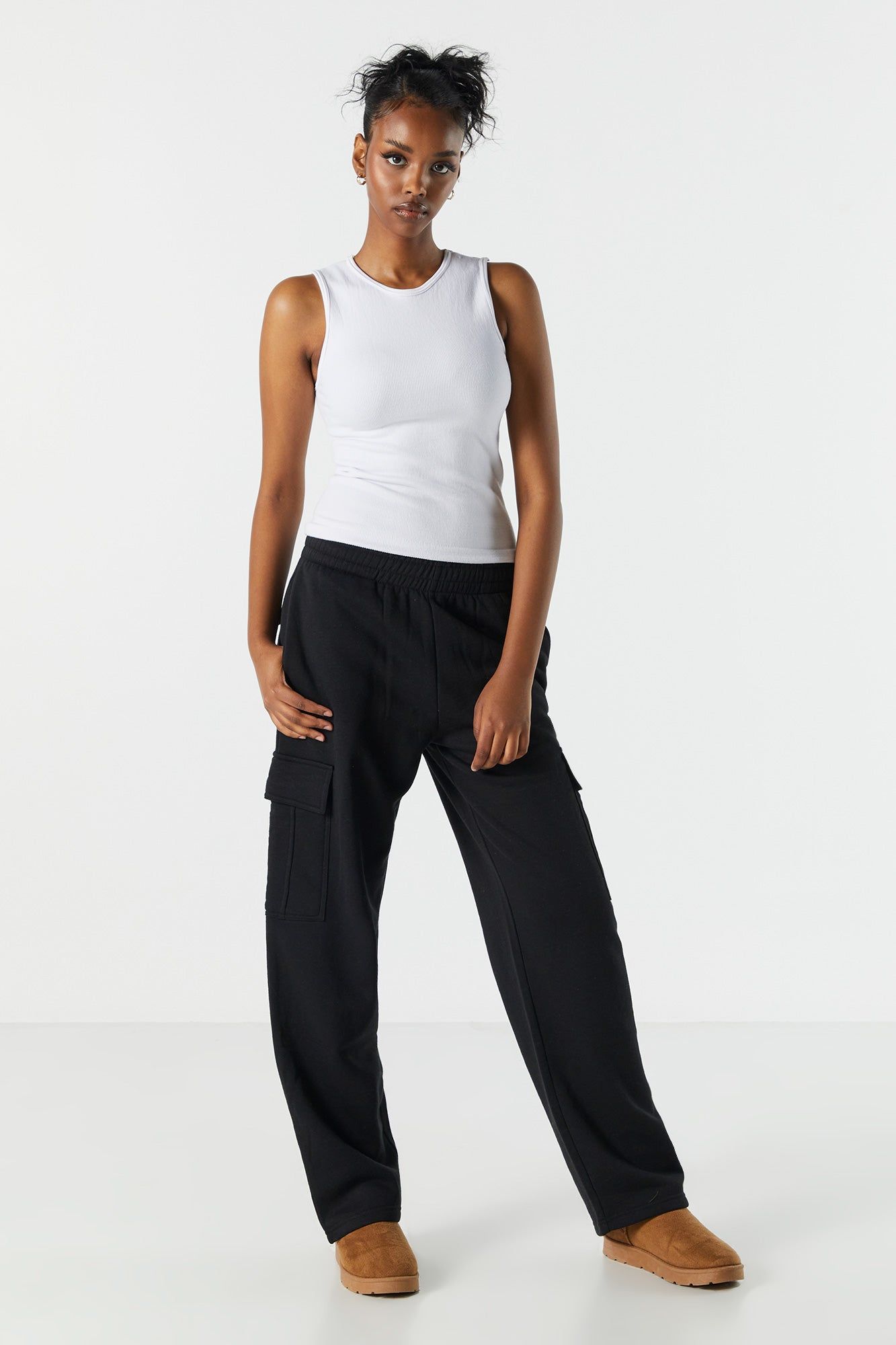 Fleece Wide Leg Cargo Pant sold by Urban Planet product image thumbnail 4