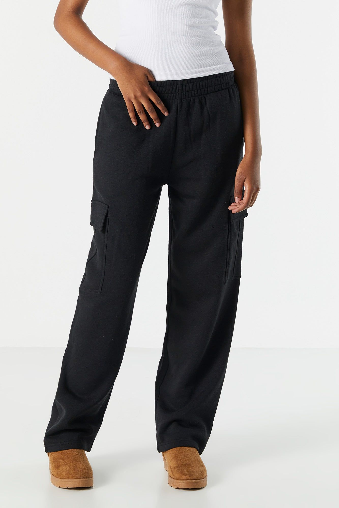 Fleece Wide Leg Cargo Pant sold by Urban Planet product image thumbnail 5
