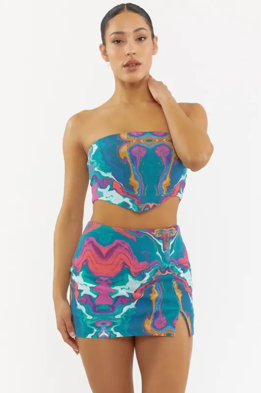 Paint Drip Print Slit Mini Skirt sold by Urban Planet