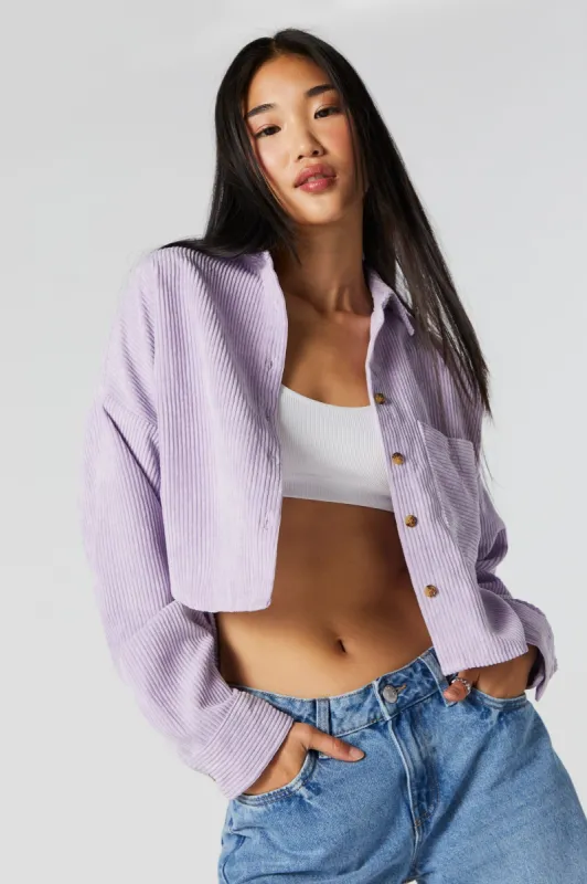 Corduroy Button-Up Long Sleeve Top sold by Urban Planet