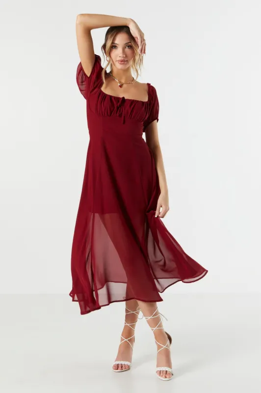 Chiffon Milkmaid Midi Dress sold by Urban Planet