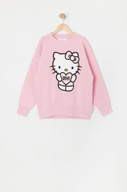 Chandail en molleton rose à imprimé Hello Kitty pour fille sold by Urban Planet
