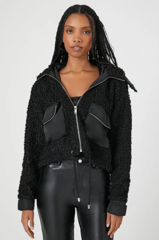 Blouson à capuchon en Sherpa avec fermeture à glissière sold by Urban Planet
