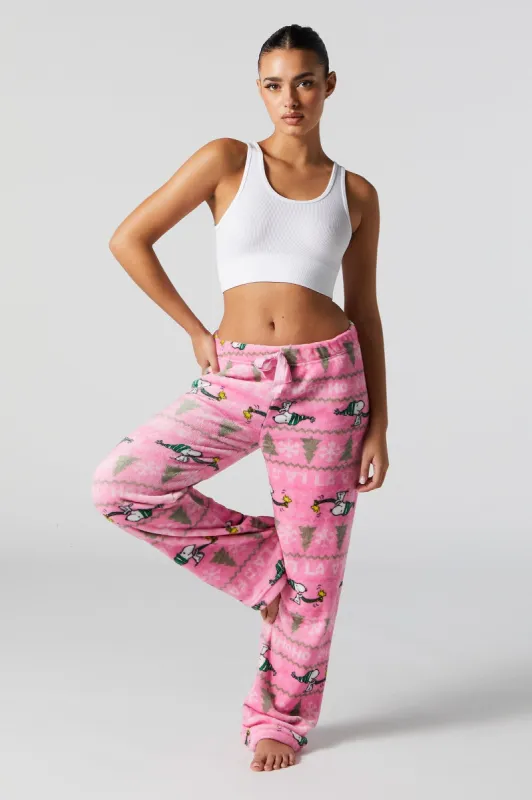 Pantalon de pyjama en peluche à imprimé Snoopy de Noël sold by Urban Planet