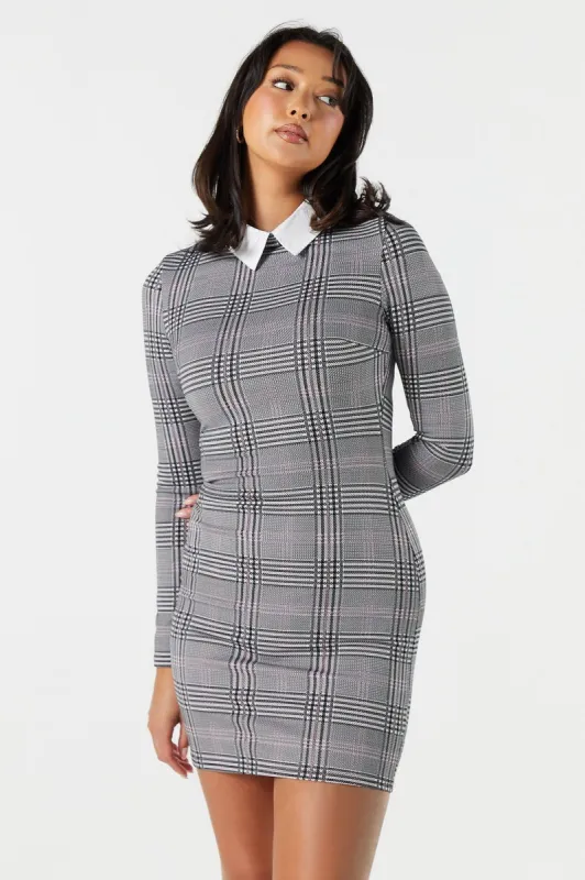 Minirobe à manches longues avec col et carreaux sold by Urban Planet