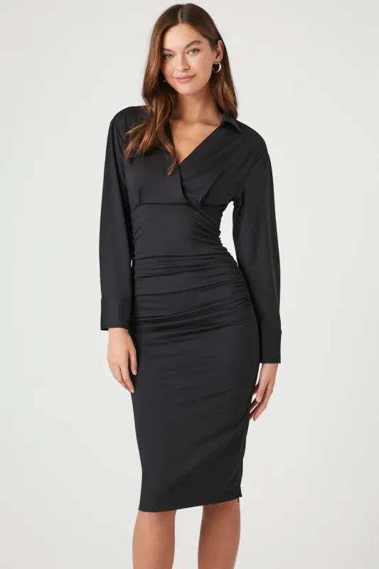 Robe midi à surplis avec manches longues sold by Urban Planet