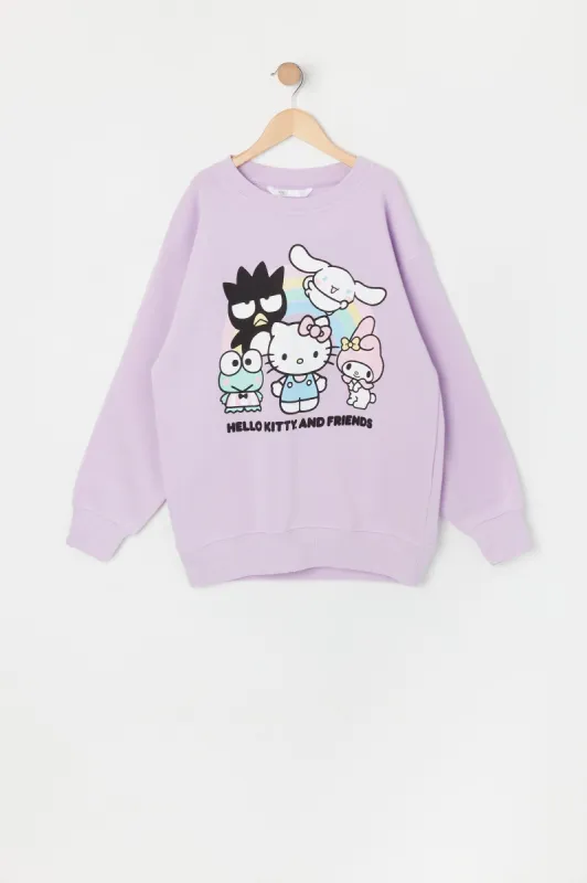 Girls Purple Hello Kitty Graphic Fleece Sweatshirt sold by Urban Planet