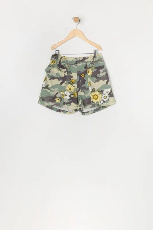 Girls Camo Flower Print Cargo Short sold by Urban Planet