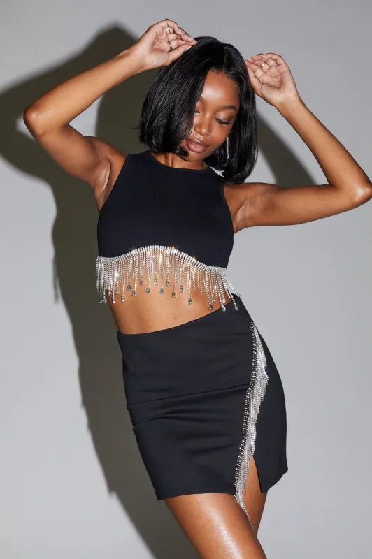 Rhinestone Fringe Crop Top sold by Urban Planet