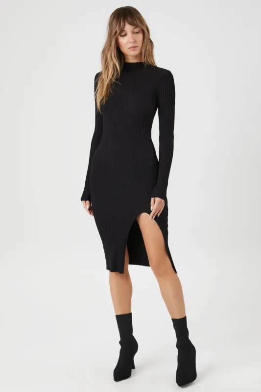 Robe midi en tricot côtelé avec fente sold by Urban Planet