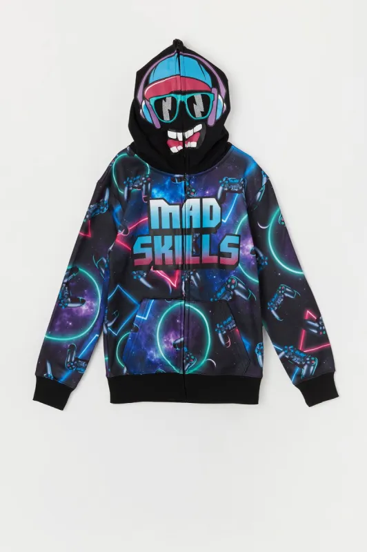 Boys Mad Skills Print Full Zip Hoodie sold by Urban Planet