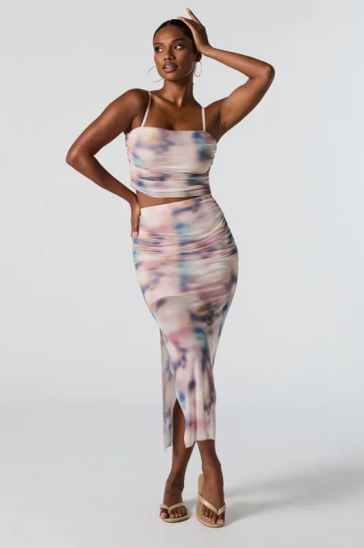 Mesh Ruched Midi Skirt sold by Urban Planet