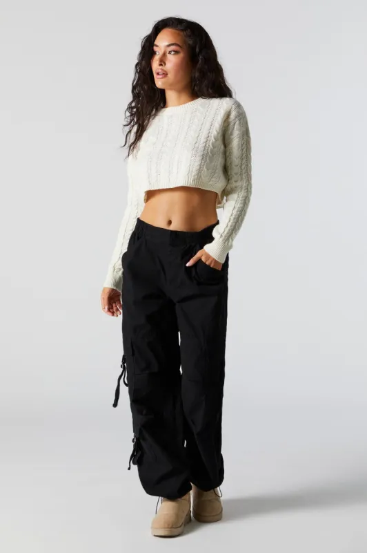 Black Canvas Multi Cargo Parachute Pant sold by Urban Planet