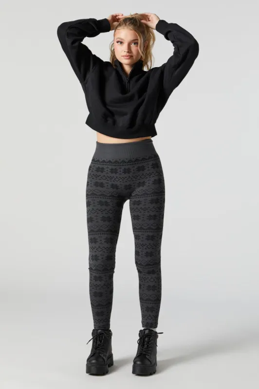 Legging avec motif jacquard et flocons doublé de similifourrure sold by Urban Planet