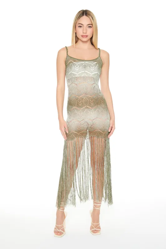 Robe midi crochetée ombrée avec franges sold by Urban Planet