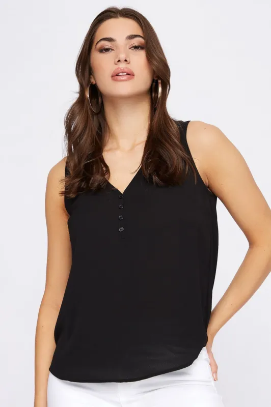 V-Neck Button Front Sleeveless Top sold by Urban Planet