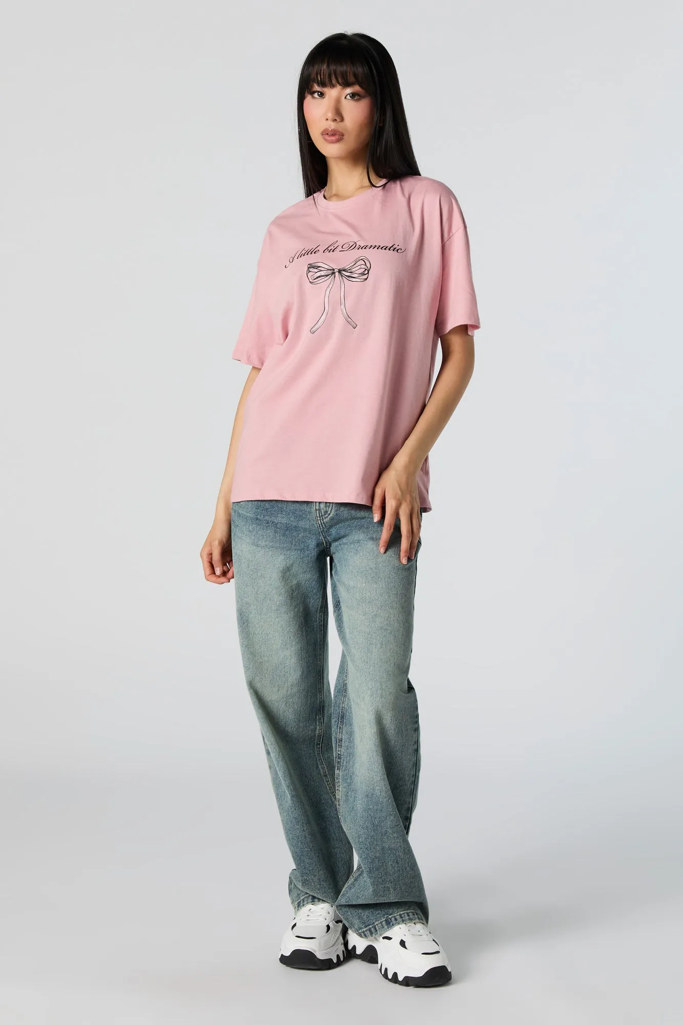 Little Bit Dramatic Graphic Boyfriend T-Shirt sold by Urban Planet product image thumbnail 3